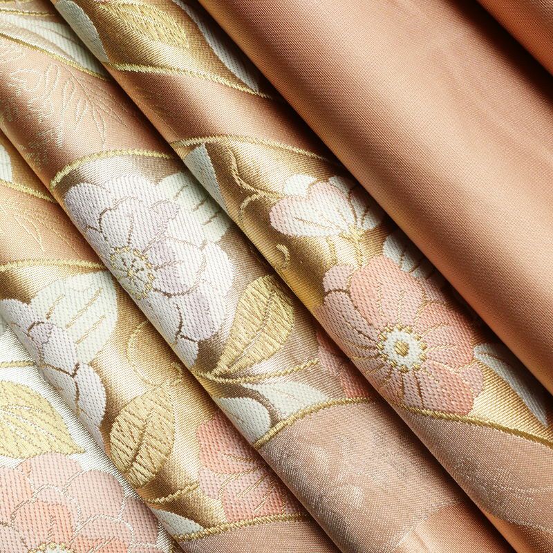 袋帯 六通柄 フォーマル用 正絹 花柄 箔 金糸 帯 サーモンピンク ピンク_画像21