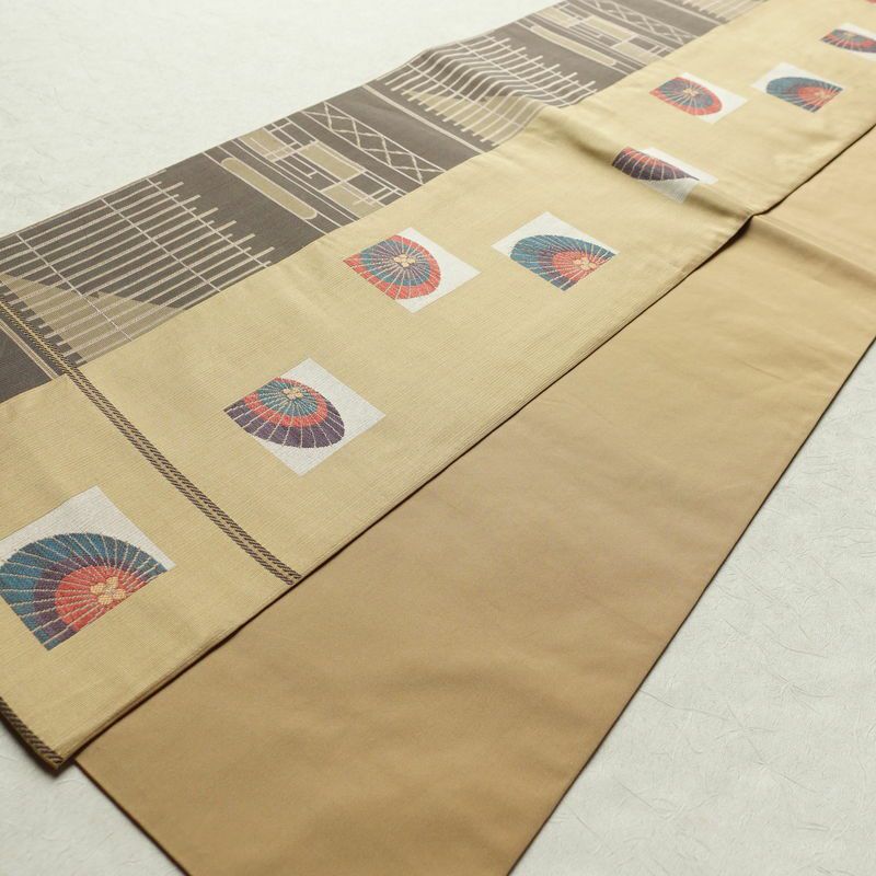 袋帯 六通柄 一般用 正絹 その他の柄 帯 黄・黄土色_画像8