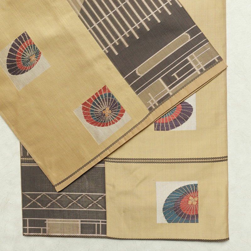 袋帯 六通柄 一般用 正絹 その他の柄 帯 黄・黄土色_画像13