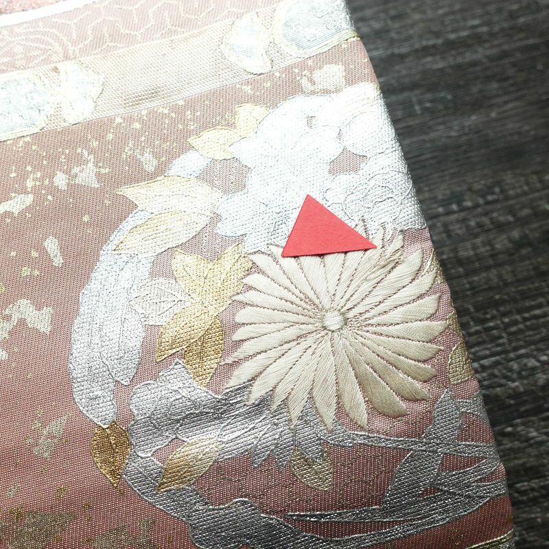 袋帯 六通柄 フォーマル用 正絹 花柄 箔 刺繍 帯 ピンク_画像6