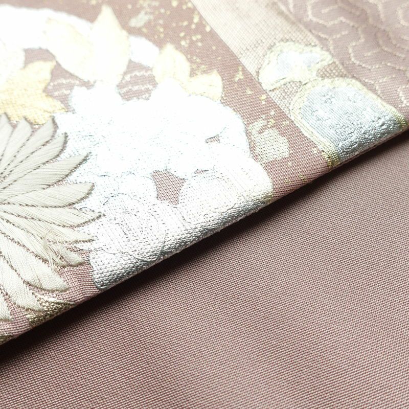袋帯 六通柄 フォーマル用 正絹 花柄 箔 刺繍 帯 ピンク_画像12