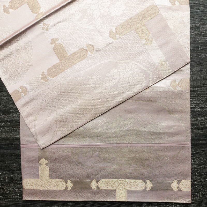 袋帯 六通柄 フォーマル用 正絹 花柄 箔 刺繍 帯 ピンク_画像13