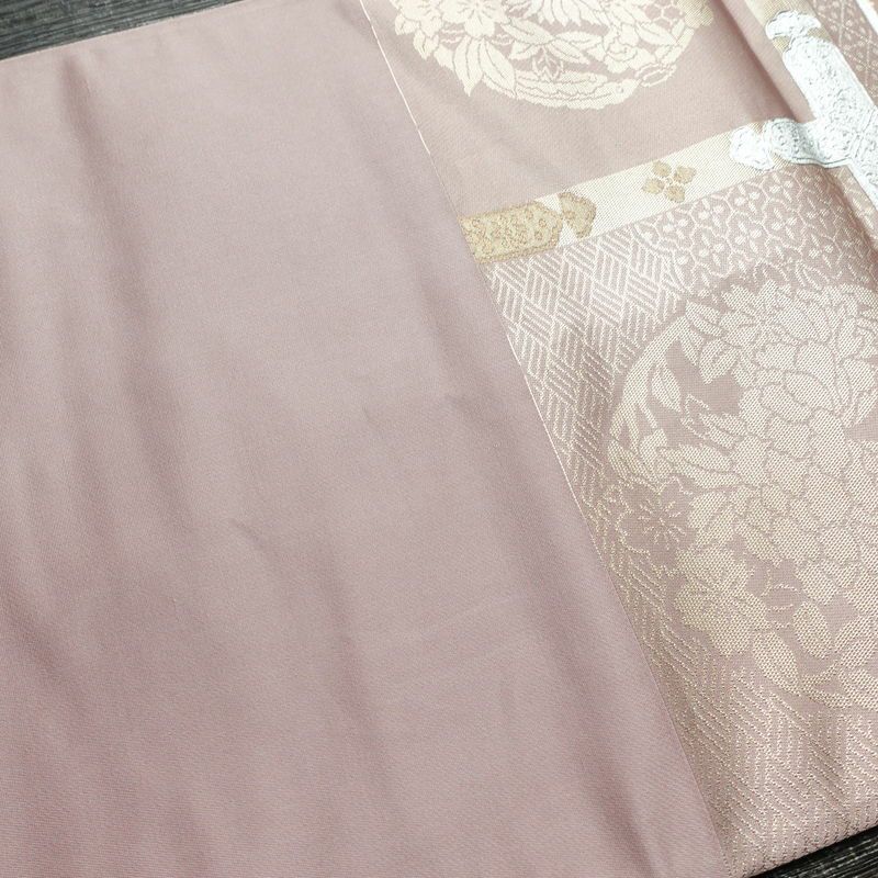 袋帯 六通柄 フォーマル用 正絹 花柄 箔 刺繍 帯 ピンク_画像16