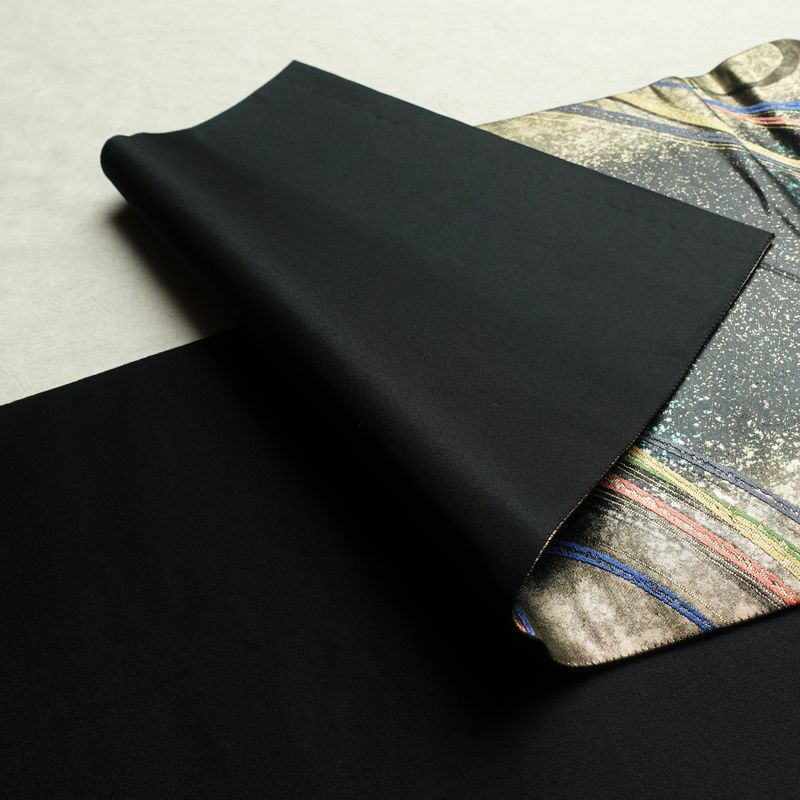 袋帯 六通柄 フォーマル用 正絹 流水・波柄 箔 金糸 帯 黒_画像9