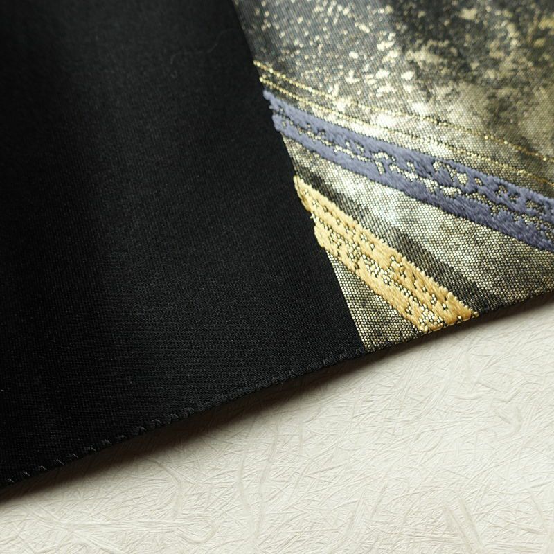 袋帯 六通柄 フォーマル用 正絹 流水・波柄 箔 金糸 帯 黒_画像17