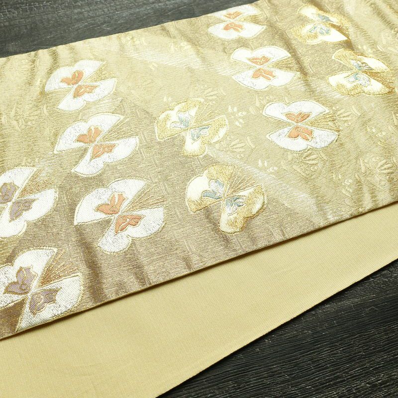 袋帯 六通柄 フォーマル用 正絹 蝶・昆虫柄 箔 金糸 帯 金・銀_画像11