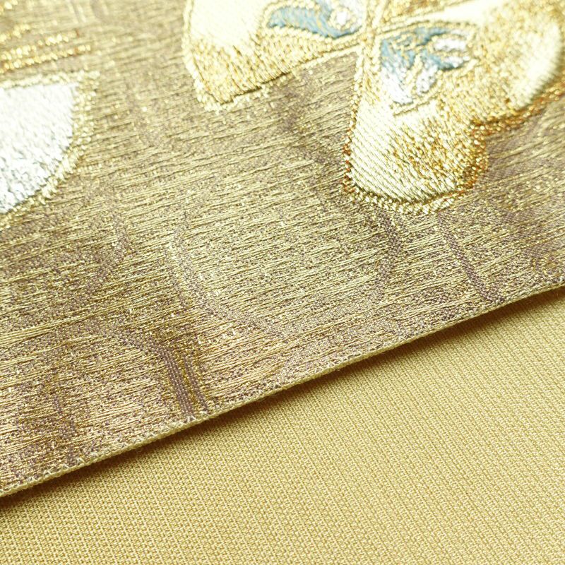 袋帯 六通柄 フォーマル用 正絹 蝶・昆虫柄 箔 金糸 帯 金・銀_画像12