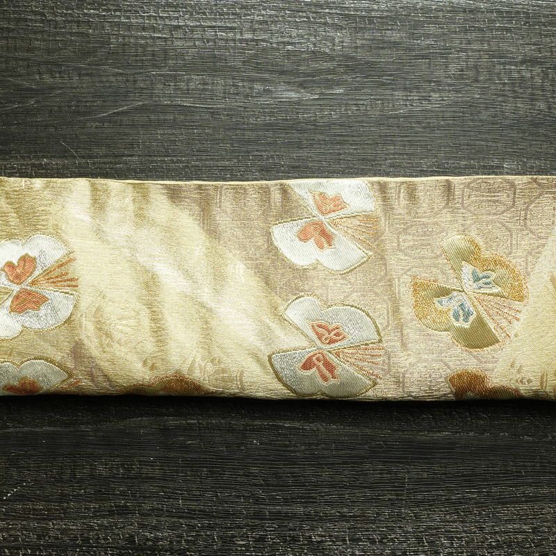 袋帯 六通柄 フォーマル用 正絹 蝶・昆虫柄 箔 金糸 帯 金・銀_画像14