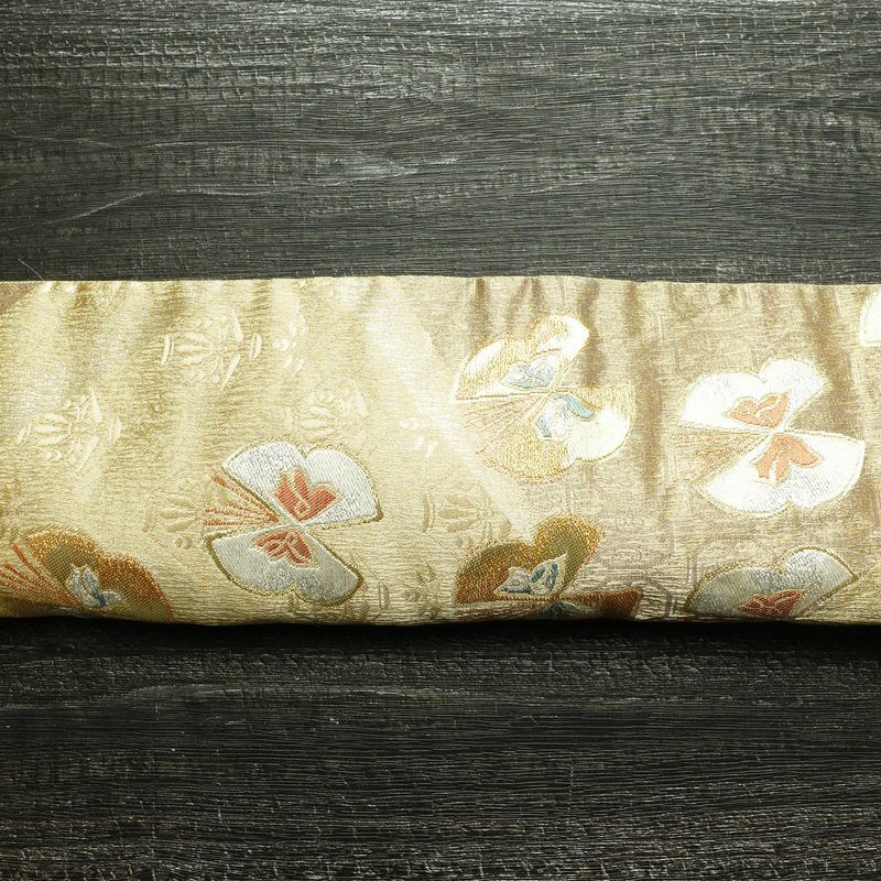 袋帯 六通柄 フォーマル用 正絹 蝶・昆虫柄 箔 金糸 帯 金・銀_画像15