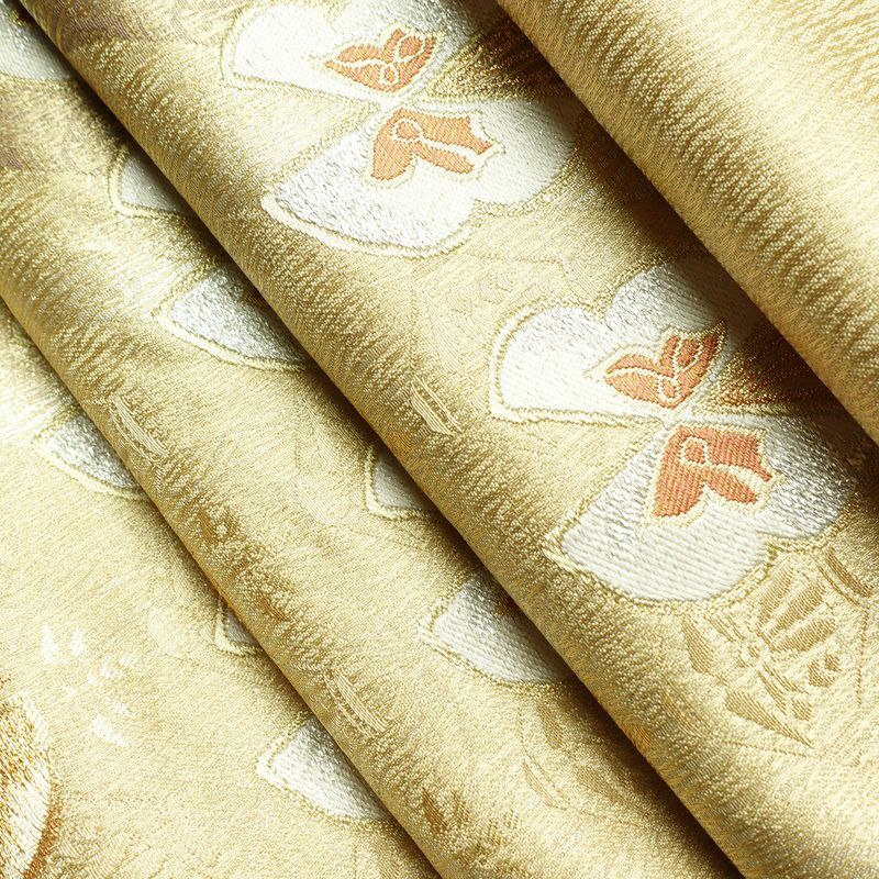 袋帯 六通柄 フォーマル用 正絹 蝶・昆虫柄 箔 金糸 帯 金・銀_画像20