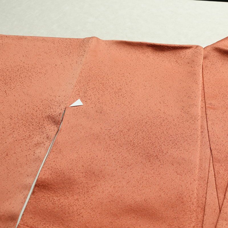 付け下げ 正絹 木の葉・植物柄 袷仕立て 身丈166cm 裄丈67.5cm 箔 金彩 フォーマル 着物 橙_画像13