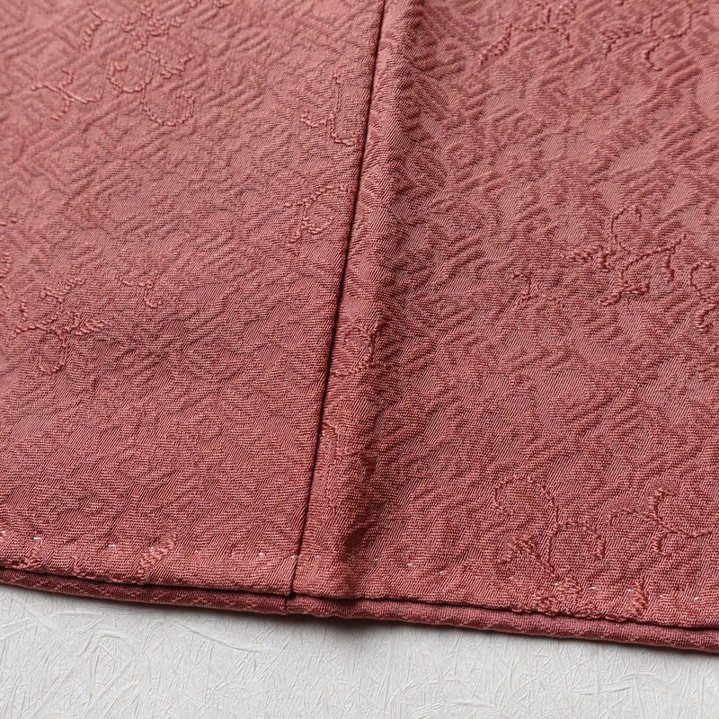 色無地 一つ紋付き 正絹 木の葉・植物柄 袷仕立て 身丈167cm 裄丈69cm フォーマル 着物 ピンク_画像10