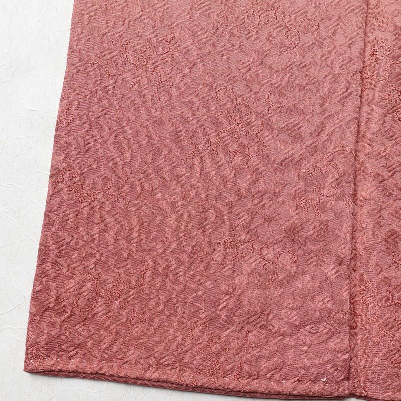 色無地 一つ紋付き 正絹 木の葉・植物柄 袷仕立て 身丈167cm 裄丈69cm フォーマル 着物 ピンク_画像11