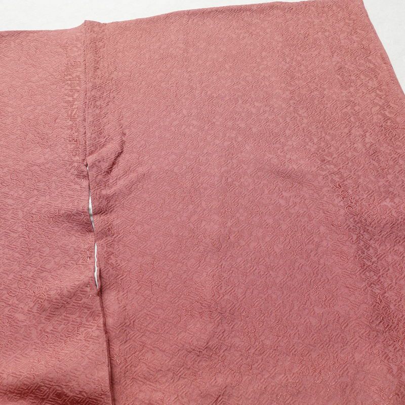 色無地 一つ紋付き 正絹 木の葉・植物柄 袷仕立て 身丈167cm 裄丈69cm フォーマル 着物 ピンク_画像13