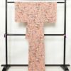 小紋 美品 しつけ糸付き 縮緬 正絹 花柄 袷仕立て 身丈165cm 裄丈65cm 着物 くすみピンク ピンク_画像2