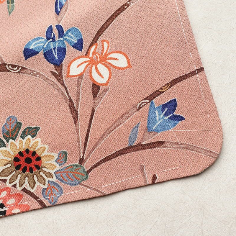 小紋 美品 しつけ糸付き 縮緬 正絹 花柄 袷仕立て 身丈165cm 裄丈65cm 着物 くすみピンク ピンク_画像16