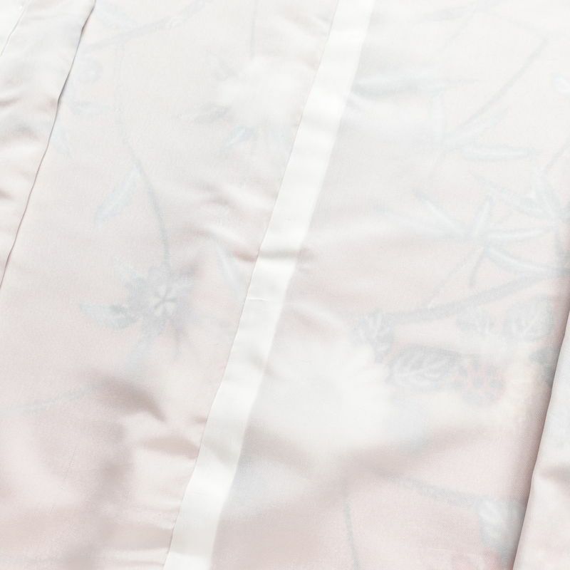 小紋 美品 しつけ糸付き 縮緬 正絹 花柄 袷仕立て 身丈165cm 裄丈65cm 着物 くすみピンク ピンク_画像18