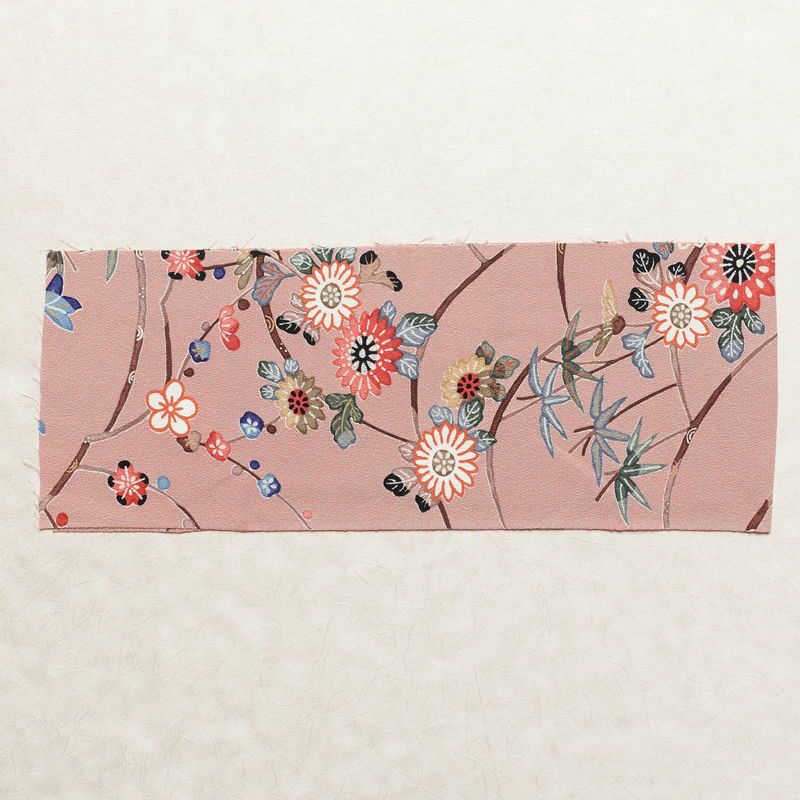 小紋 美品 しつけ糸付き 縮緬 正絹 花柄 袷仕立て 身丈165cm 裄丈65cm 着物 くすみピンク ピンク_画像20