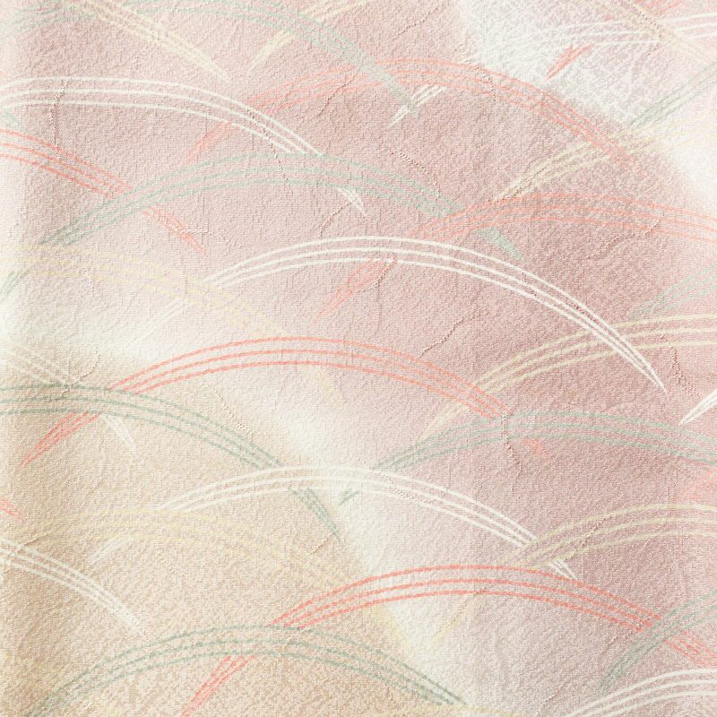 付け下げ 正絹 木の葉・植物柄 袷仕立て 身丈160cm 裄丈66cm フォーマル 芝 着物 ピンク_画像6