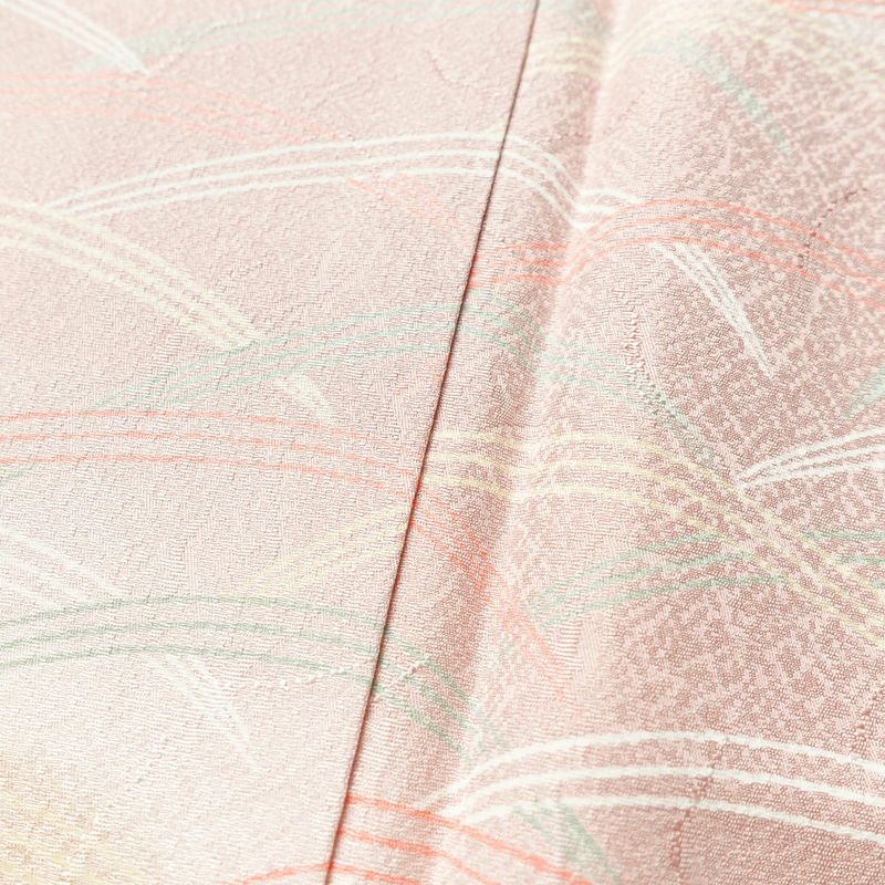 付け下げ 正絹 木の葉・植物柄 袷仕立て 身丈160cm 裄丈66cm フォーマル 芝 着物 ピンク_画像7