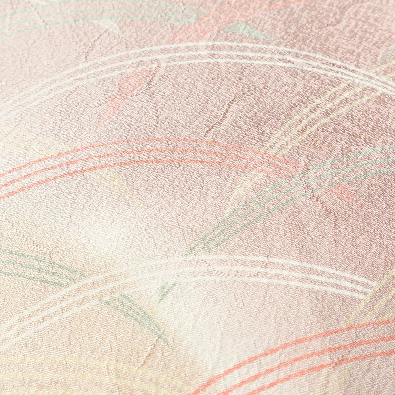 付け下げ 正絹 木の葉・植物柄 袷仕立て 身丈160cm 裄丈66cm フォーマル 芝 着物 ピンク_画像8