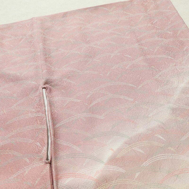 付け下げ 正絹 木の葉・植物柄 袷仕立て 身丈160cm 裄丈66cm フォーマル 芝 着物 ピンク_画像14