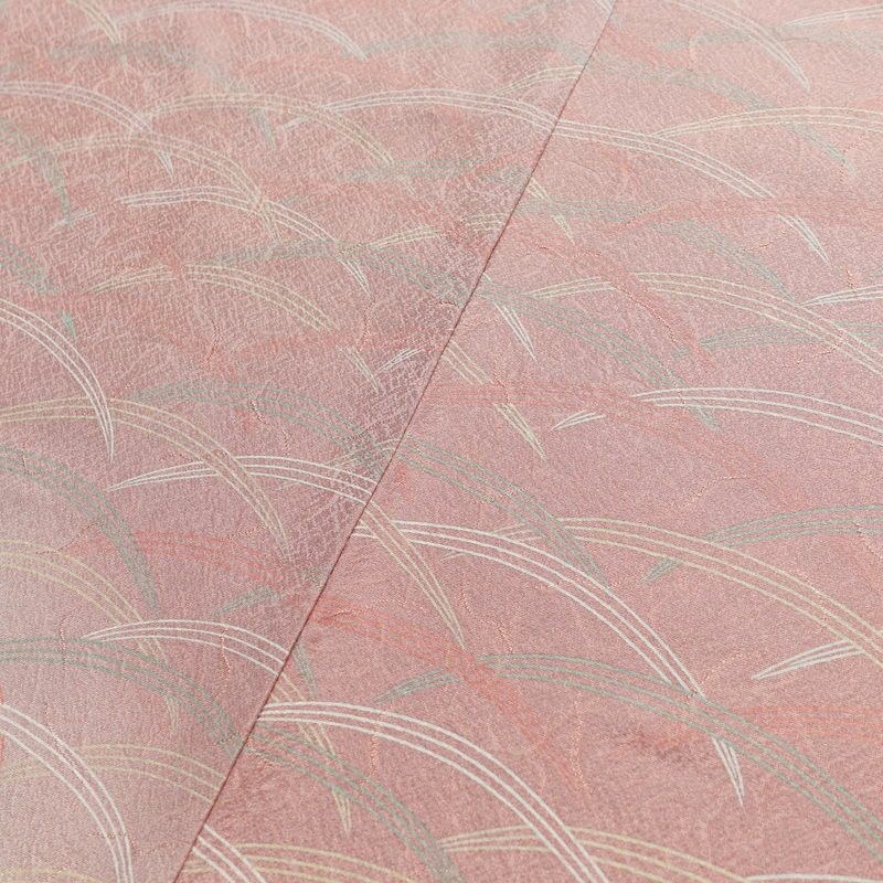 付け下げ 正絹 木の葉・植物柄 袷仕立て 身丈160cm 裄丈66cm フォーマル 芝 着物 ピンク_画像19