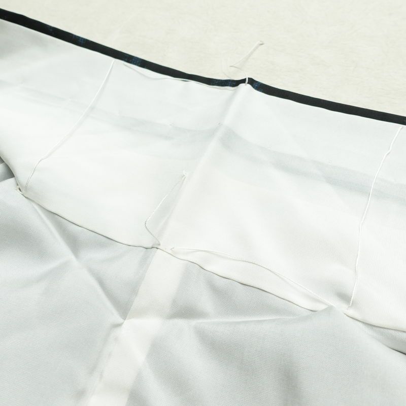 大島紬 しつけ糸付き 正絹 木の葉・植物柄 袷仕立て 身丈170cm 裄丈69.5cm 着物 黒_画像17