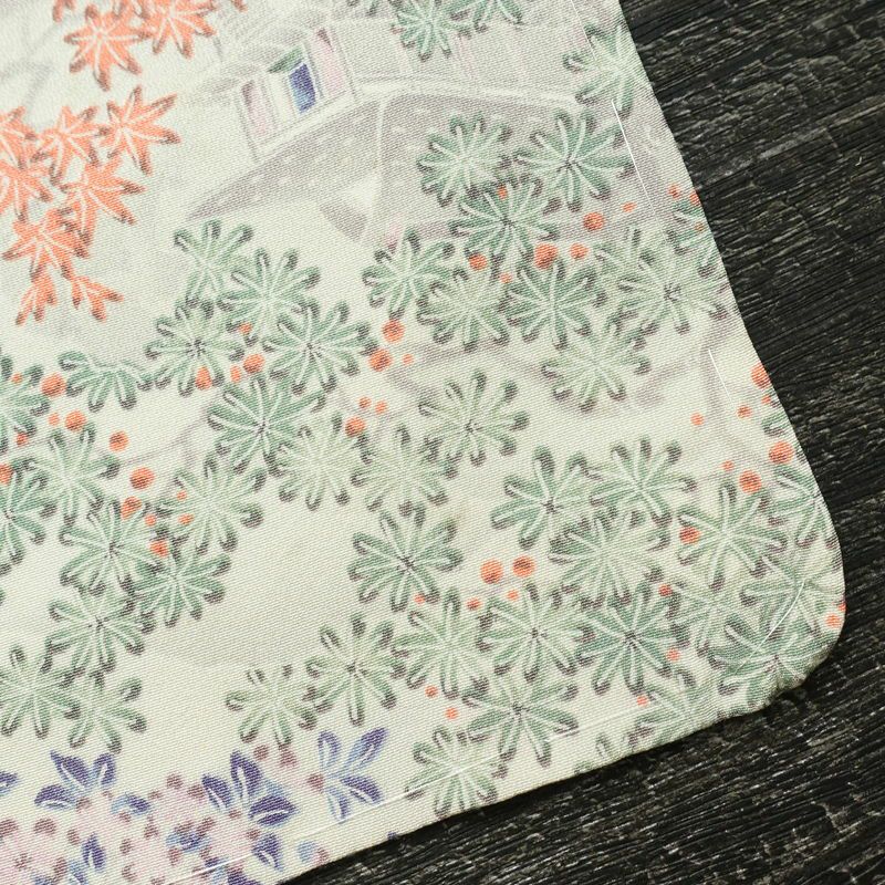 小紋 しつけ糸付き 縮緬 総柄 正絹 木の葉・植物柄 袷仕立て 身丈160cm 裄丈66cm 着物 多色使い_画像16