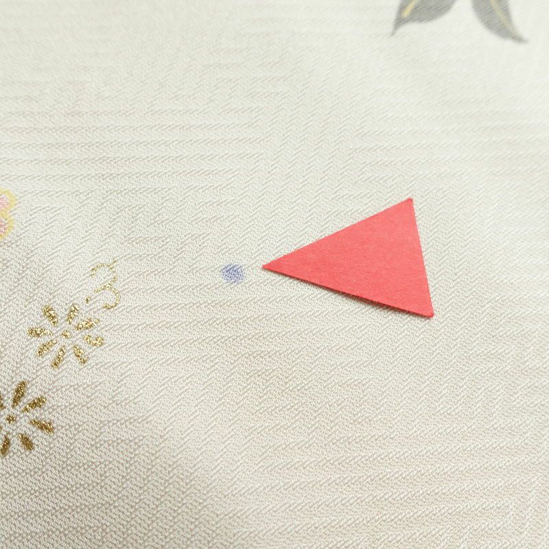 付け下げ しつけ糸付き 正絹 花柄 袷仕立て 身丈160cm 裄丈66cm 金彩 着物 グレージュ ベージュ_画像14