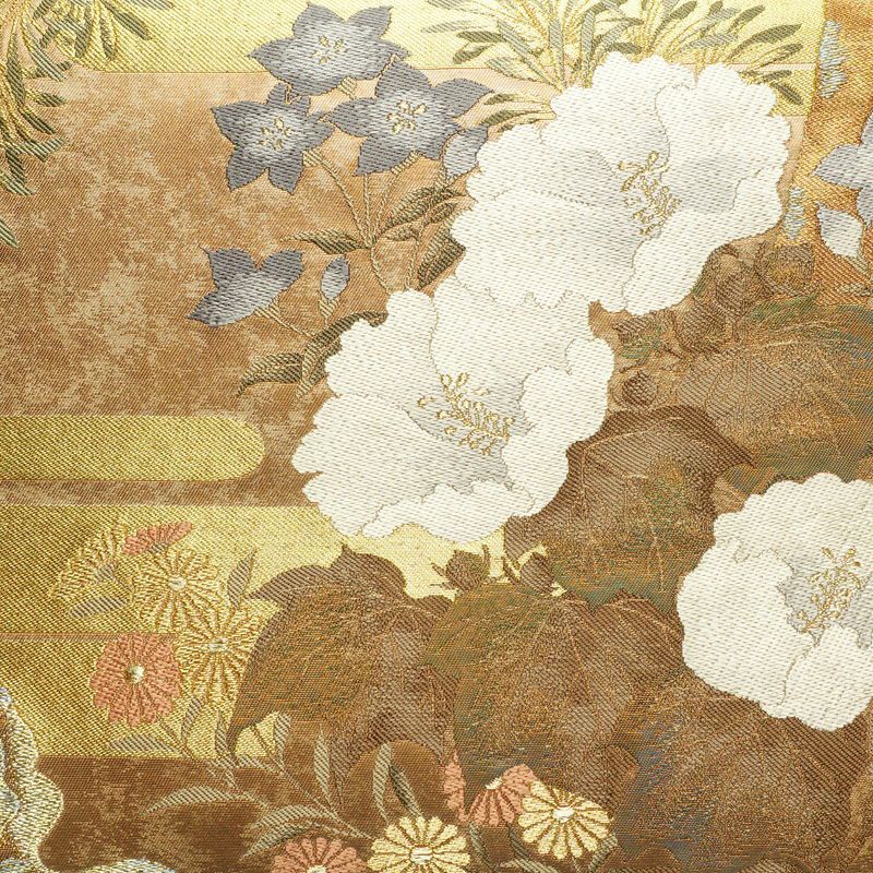 袋帯 太鼓柄 フォーマル用 正絹 花柄 箔 金糸 帯 金・銀_画像2
