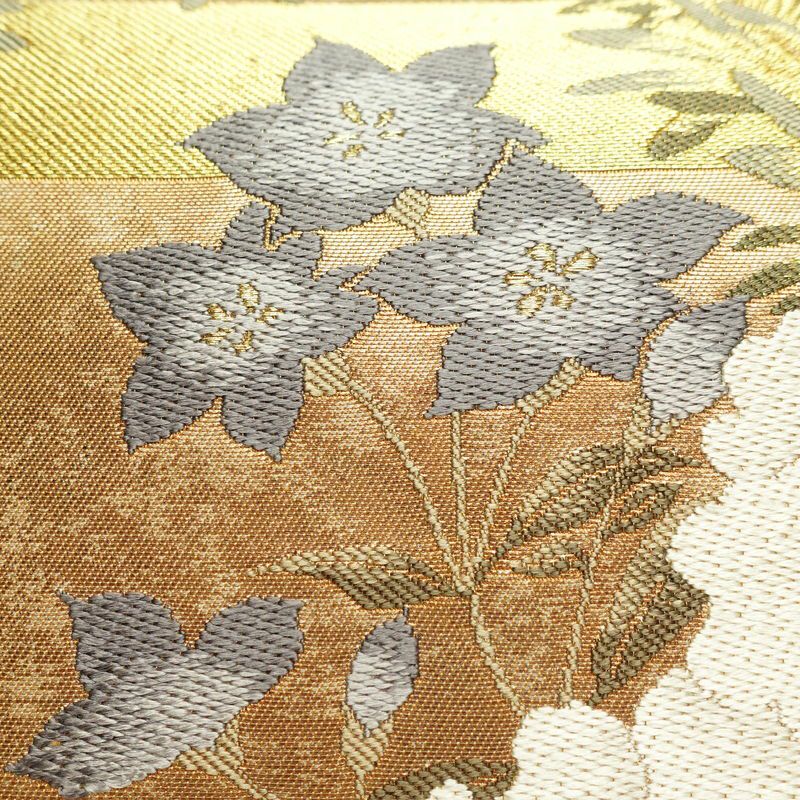 袋帯 太鼓柄 フォーマル用 正絹 花柄 箔 金糸 帯 金・銀_画像4