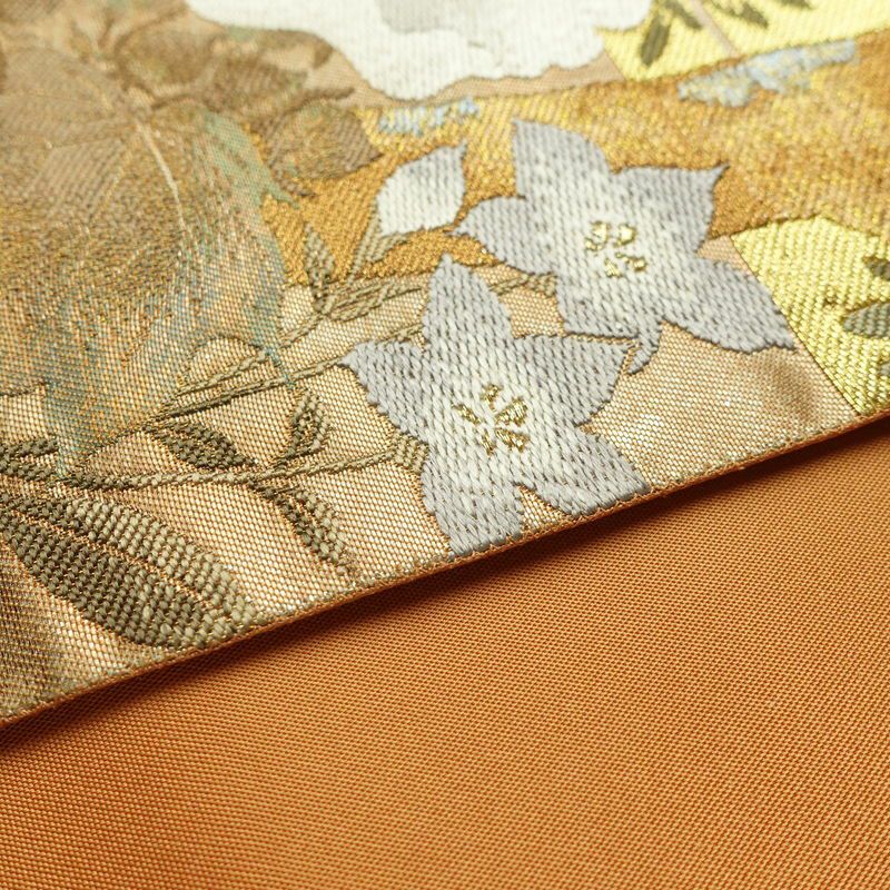 袋帯 太鼓柄 フォーマル用 正絹 花柄 箔 金糸 帯 金・銀_画像13