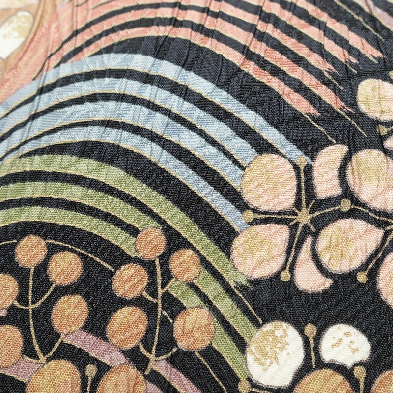 袋帯 全通柄 良品 フォーマル用 正絹 流水・波柄 帯 花柄 多色使い_画像4