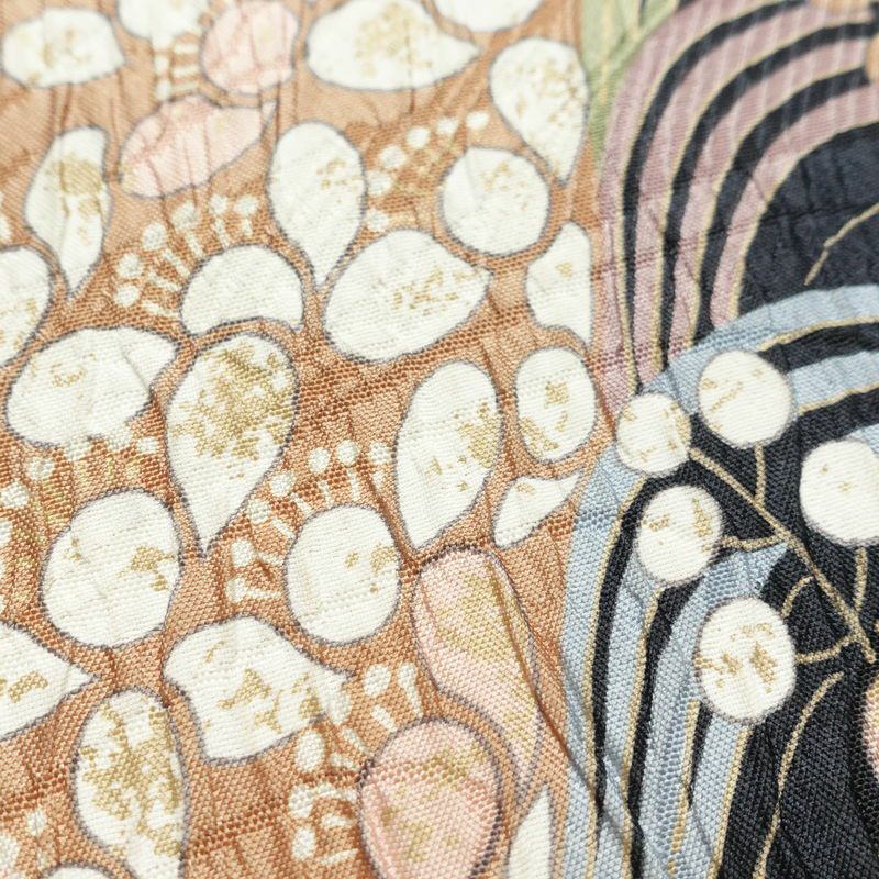 袋帯 全通柄 良品 フォーマル用 正絹 流水・波柄 帯 花柄 多色使い_画像6