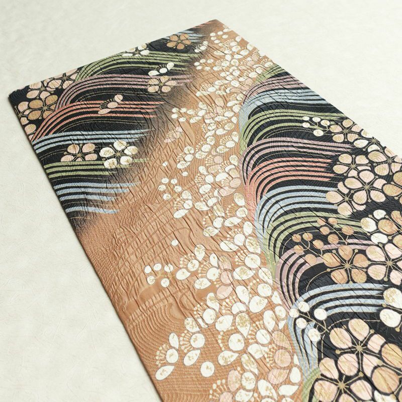 袋帯 全通柄 良品 フォーマル用 正絹 流水・波柄 帯 花柄 多色使い_画像18