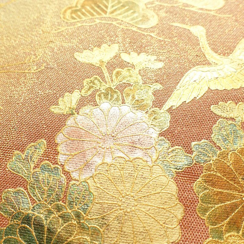 袋帯 太鼓柄 フォーマル用 正絹 古典柄 箔 金彩 帯 ピンク_画像4