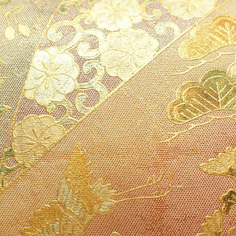 袋帯 太鼓柄 フォーマル用 正絹 古典柄 箔 金彩 帯 ピンク_画像5