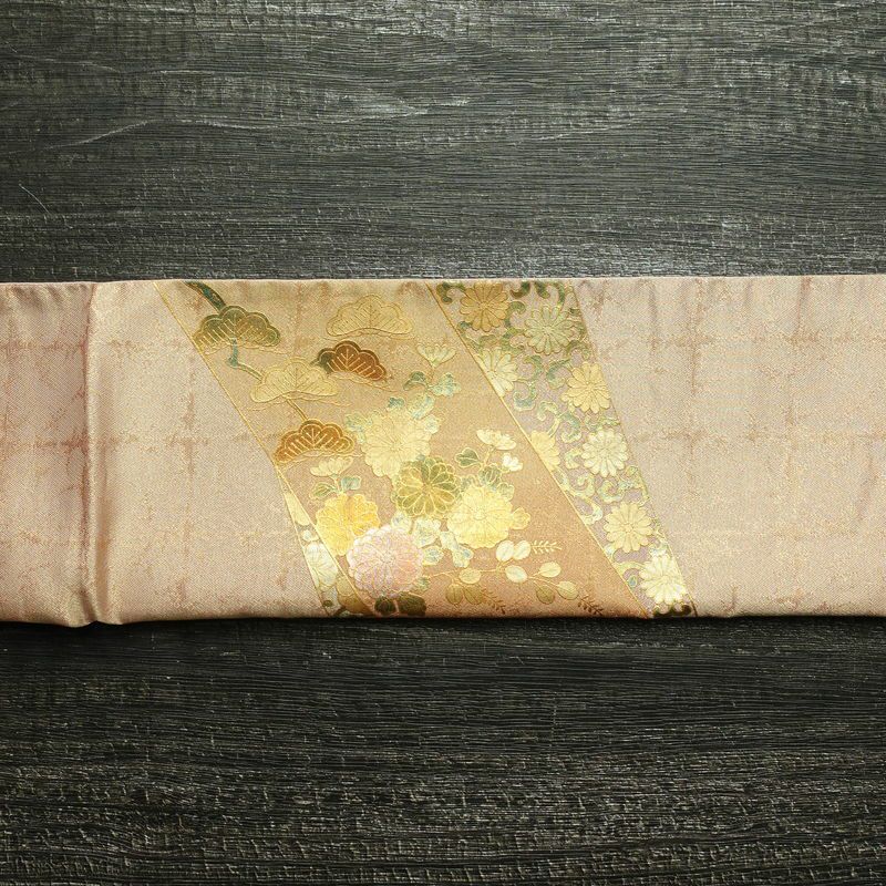 袋帯 太鼓柄 フォーマル用 正絹 古典柄 箔 金彩 帯 ピンク_画像17