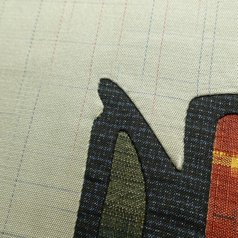 袋帯 太鼓柄 一般用 正絹 幾何学柄・抽象柄 刺繍 帯 グレー_画像4