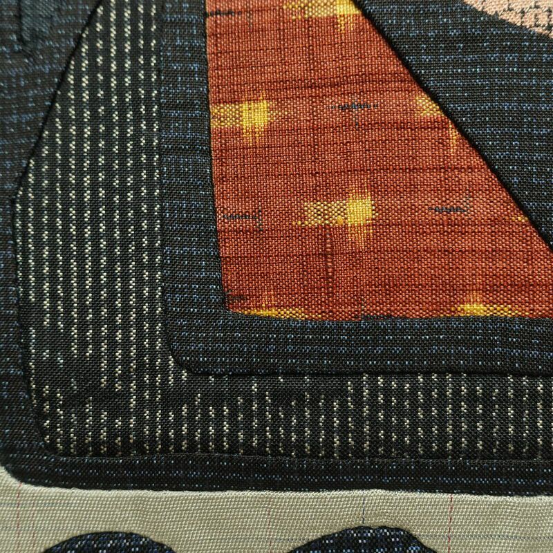 袋帯 太鼓柄 一般用 正絹 幾何学柄・抽象柄 刺繍 帯 グレー_画像5