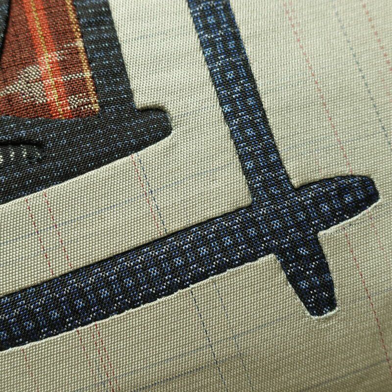 袋帯 太鼓柄 一般用 正絹 幾何学柄・抽象柄 刺繍 帯 グレー_画像6