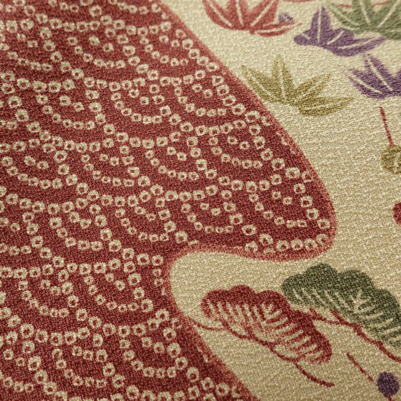 小紋 美品 しつけ糸付き 総柄 ポリエステル 古典柄 袷仕立て 身丈175.5cm 裄丈72cm 着物 小豆・エンジ_画像8