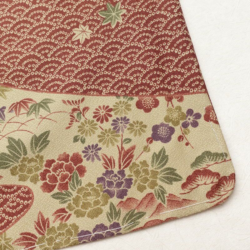 小紋 美品 しつけ糸付き 総柄 ポリエステル 古典柄 袷仕立て 身丈175.5cm 裄丈72cm 着物 小豆・エンジ_画像14