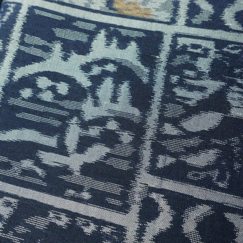 紬 正絹 幾何学柄・抽象柄 袷仕立て 身丈166cm 裄丈66cm 着物 青・紺_画像8