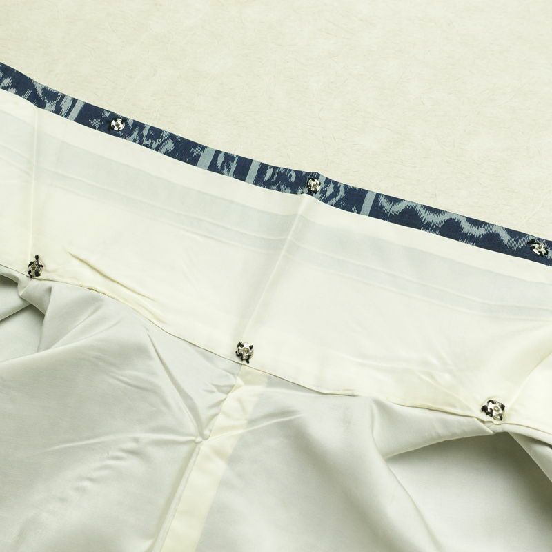 紬 正絹 幾何学柄・抽象柄 袷仕立て 身丈166cm 裄丈66cm 着物 青・紺_画像19