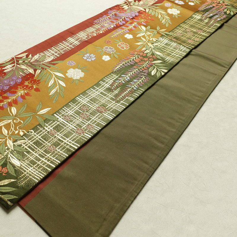 袋帯 六通柄 良品 フォーマル用 正絹 古典柄 箔 金糸 帯_画像8