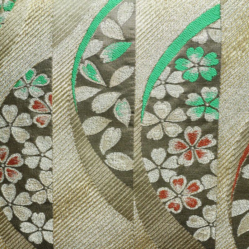 袋帯 未仕立て 六通柄 良品 フォーマル用 正絹 縞柄・線柄 箔 金糸 帯 金・銀_画像2