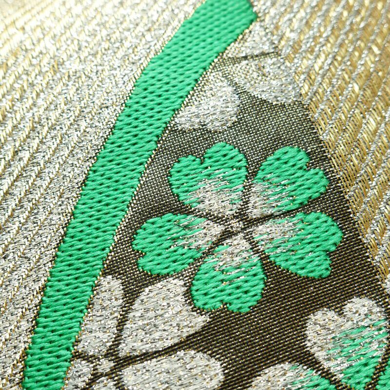 袋帯 未仕立て 六通柄 良品 フォーマル用 正絹 縞柄・線柄 箔 金糸 帯 金・銀_画像4