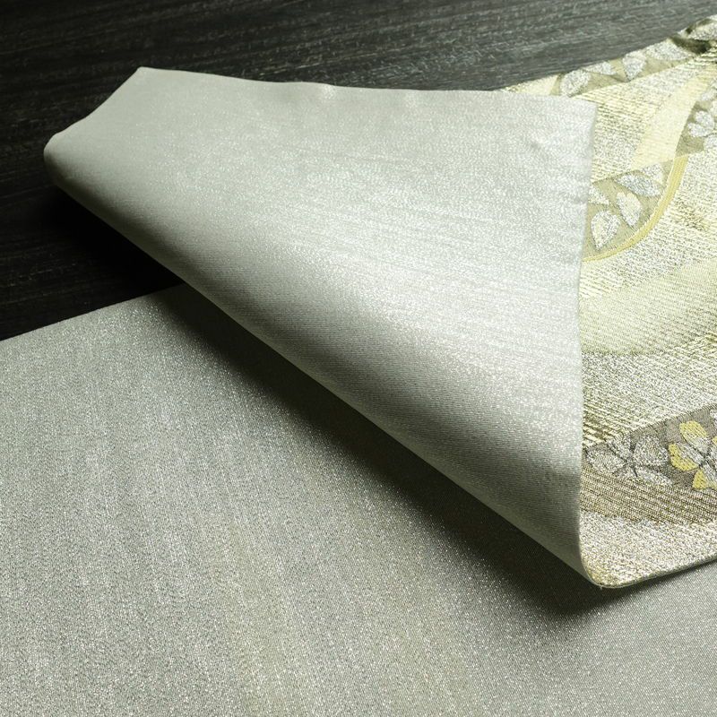 袋帯 未仕立て 六通柄 良品 フォーマル用 正絹 縞柄・線柄 箔 金糸 帯 金・銀_画像9
